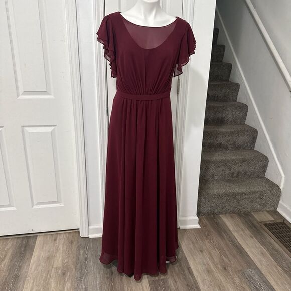AZAZIE Elegant Burgundy Evening Gown .Size 14 - Picture 1 of 8
